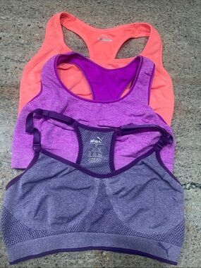 Puma Women’s Coral and Purple/Purple-Gray Sports Bra Set
